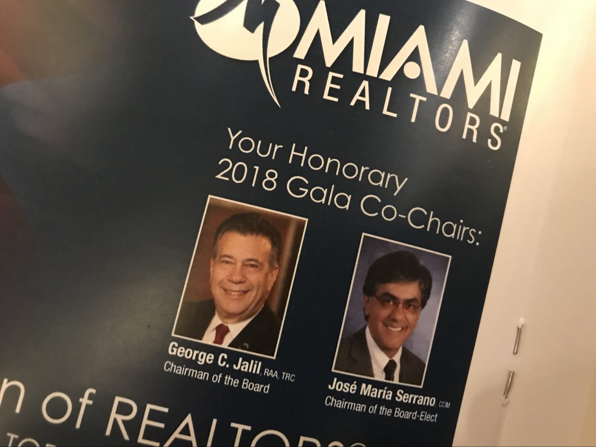2018 Miami Realtors Gala program naming George C. Jalil, Chairman of the Board, as Honorary Gala Co-Chair